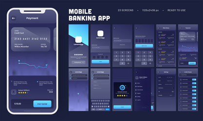 mobile banking app ui kit with multiple screens vector image