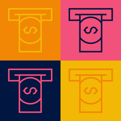 pop art line atm - automated teller machine vector image