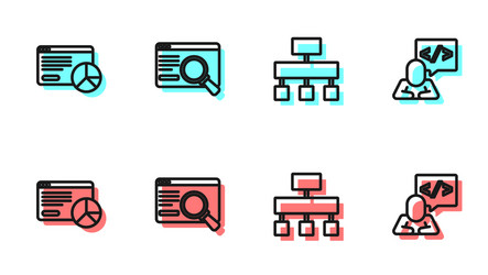 set line site map website statistic ui or ux vector image