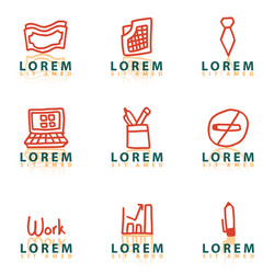 thin line icon set - trash bin reception manager vector image