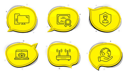 Computer wifi and online delivery icons set vector