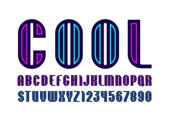 Cool font sans serif trendy bright alphabet vector