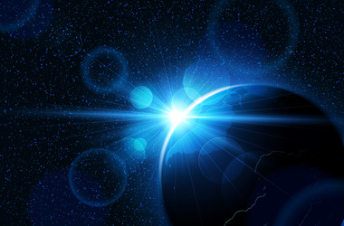 Planet earth sunrise Royalty Free Vector Image