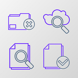 set line document and check mark with search vector image