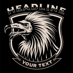 Vulture Emblem - Black & White Vector Image