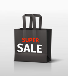 black paper shopping bag with super sale Vector Image