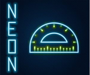 glowing neon line protractor grid for measuring vector image