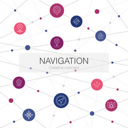 navigation trendy web template with simple icons vector image