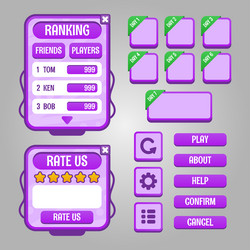 set of game menu selection for rpg and adventure vector image