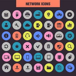 big server and network icon set trendy flat icons vector image