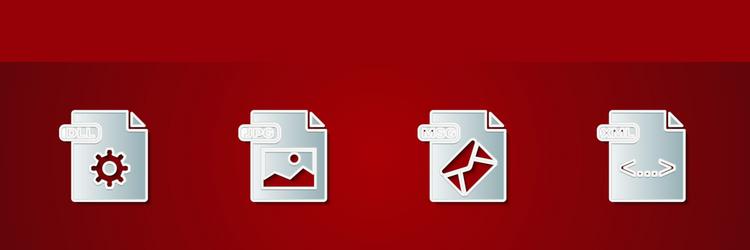 set dll file document jpg msg and xml icon vector image