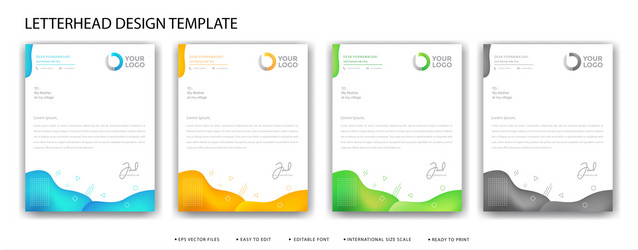 Abstract gradient letterhead design set vector