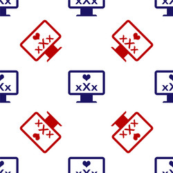 blue and red computer monitor with 18 plus content vector image
