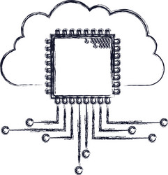 Cloud storage data and cpu microprocessor icon vector