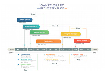 colorful gantt chart project timeline template vector image