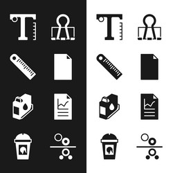 Set empty document ruler text binder clip vector