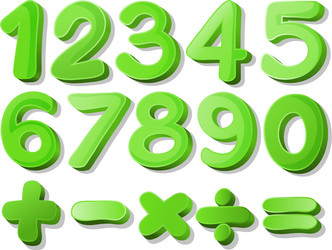 Green Number Set Vector Image