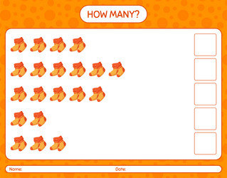 How many counting game with sock worksheet vector