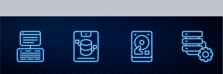 set line hard disk drive hdd server data web vector image