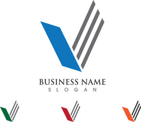 V letter one line colorful logo design template Vector Image