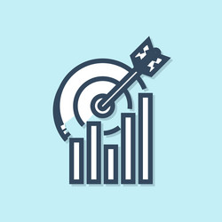 blue line target with graph chart icon isolated vector image
