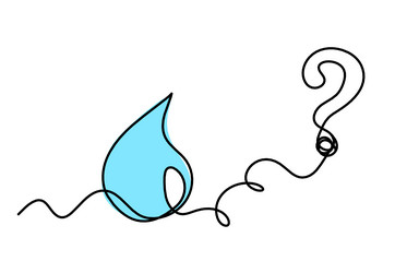 Abstract blue drop with question mark as line vector