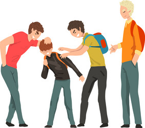 Group of young people mocking a boy conflict vector