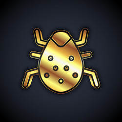 Gold system bug concept icon isolated on black vector