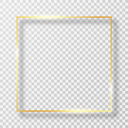 golden frame in square shape with light effect vector image