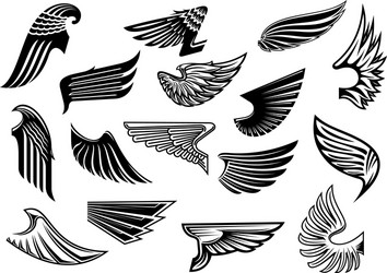 Heraldic Wings Set - Vintage Style Vector Image