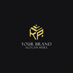 kp initial monogram with hexagon shape logo vector image