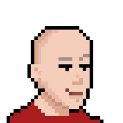 monk with bald head in pixel style nft concept vector