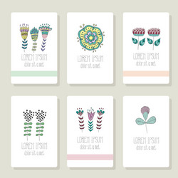 Set of cards invitation with hand drawn floral vector