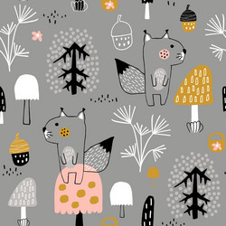 Seamless childish pattern with cute squirrels Vector Image