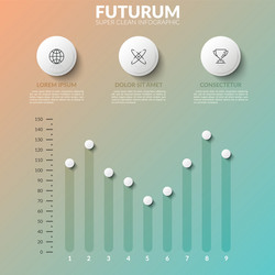 three separate round elements with thin line icons vector