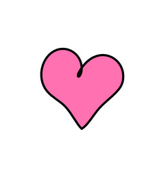 abstract color heart as continuous line drawing vector image