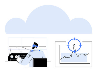 aviator operating cockpit controls with navigation vector image