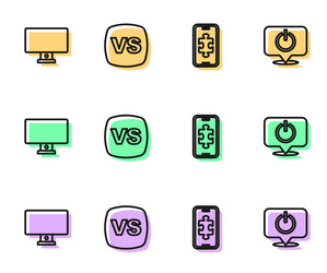 set line mobile gaming computer monitor vs vector image