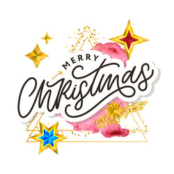 merry christmas text decorated with hand drawn Vector Image