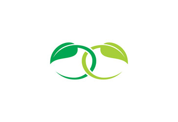 Round green leaf organic logo Royalty Free Vector Image