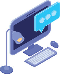 desktop computer screen with email notifications vector image