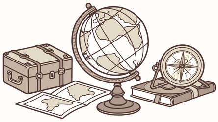 explorers desk globe maps set design generative ai vector image