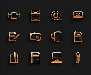 set line file document scotch computer monitor vector image