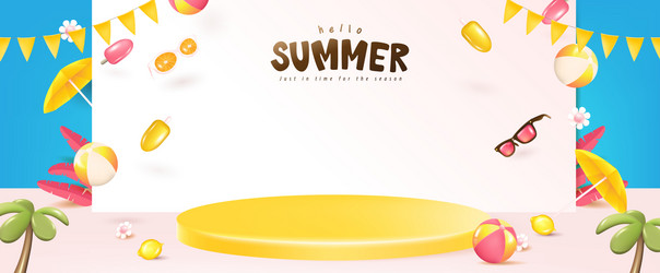 summer banner template for promotion with product vector