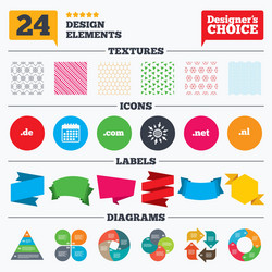 top-level domains signs de com net and nl vector image