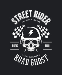 Vintage Skull Rider Logo Vector Image