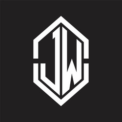 Jw logo monogram with hexagon shape and outline vector