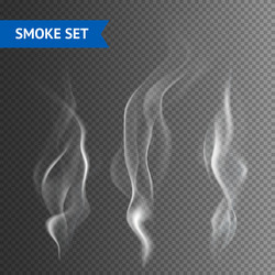 Dark smoke clouds set on white background Vector Image