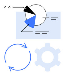 data analysis with pie chart arrow circle vector image