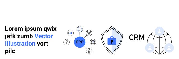 erp crm and data security linked through global vector image